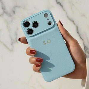 Personalized iPhone 17 Pro Case – Luxury Vegan Leather Cover with Max Protection, Custom Initials, Shockproof Camera & Edge Guard