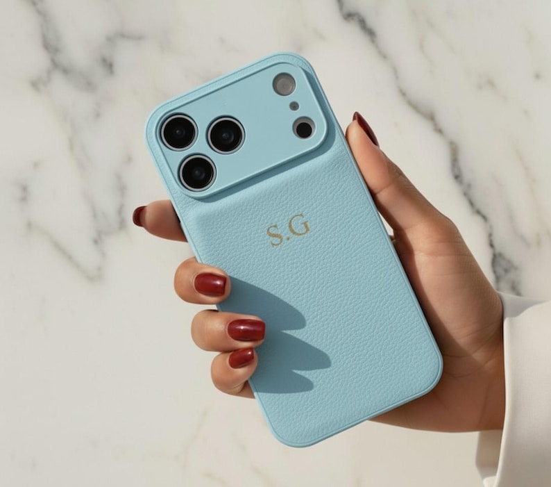 Personalized iPhone 17 Pro Case – Luxury Vegan Leather Cover with Max Protection, Custom Initials, Shockproof Camera & Edge Guard