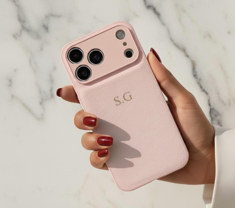 Personalized iPhone 17 Pro Case – Luxury Vegan Leather Cover with Max Protection, Custom Initials, Shockproof Camera & Edge Guard