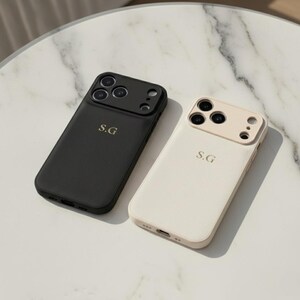 Personalized iPhone 17 Pro Case – Luxury Vegan Leather Cover with Max Protection, Custom Initials, Shockproof Camera & Edge Guard