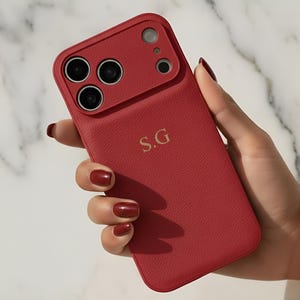 Personalized iPhone 17 Pro Case – Luxury Vegan Leather Cover with Max Protection, Custom Initials, Shockproof Camera & Edge Guard