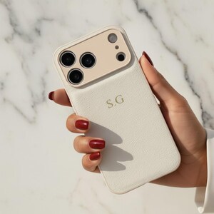 Personalized iPhone 17 Pro Case – Luxury Vegan Leather Cover with Max Protection, Custom Initials, Shockproof Camera & Edge Guard