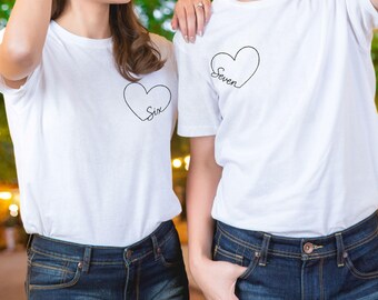 Minimalist 6 and 7 Heart PNG : Couples Matching Valentine's Day Shirt Design (Digital Download)