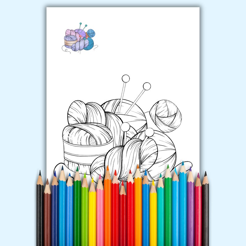 Printable Crochet Yarn Coloring Page for Adults - Relaxing DIY Craft ...
