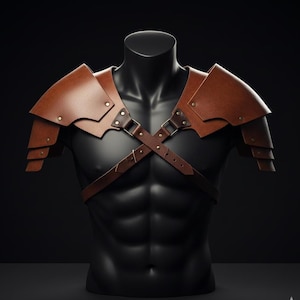 PUレザー中世肩甲冑：バイキング騎士コスプレハーネス