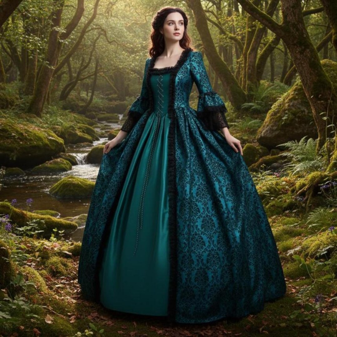 Medieval Reeve Costume LARP Dress – Bell Sleeve Renaissance Gown for Women, Elven Fantasy ...