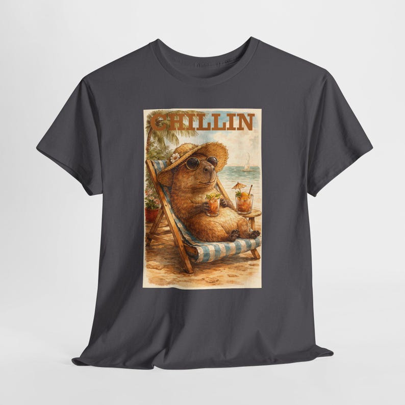 Capybara Shirt Retro Summer Tee Beach graphic T-shirt Animal lover Capybara Birthday Gift image 14