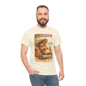 Capybara Shirt Retro Summer Tee Beach graphic T-shirt Animal lover Capybara Birthday Gift image 3