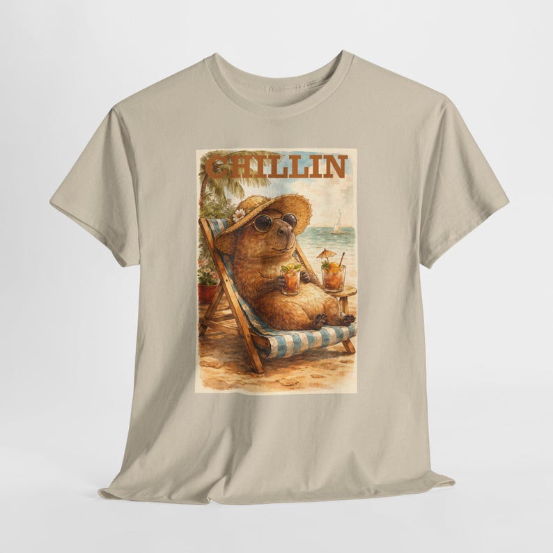 Capybara Shirt Retro Summer Tee Beach graphic T-shirt Animal lover Capybara Birthday Gift image 7