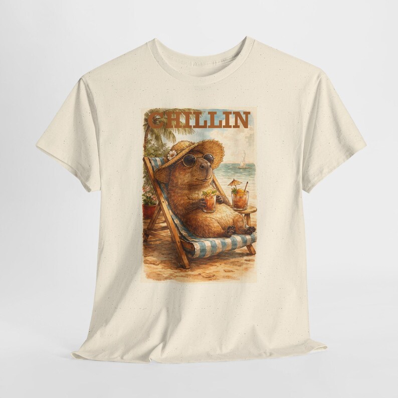Capybara Shirt Retro Summer Tee Beach graphic T-shirt Animal lover Capybara Birthday Gift image 12