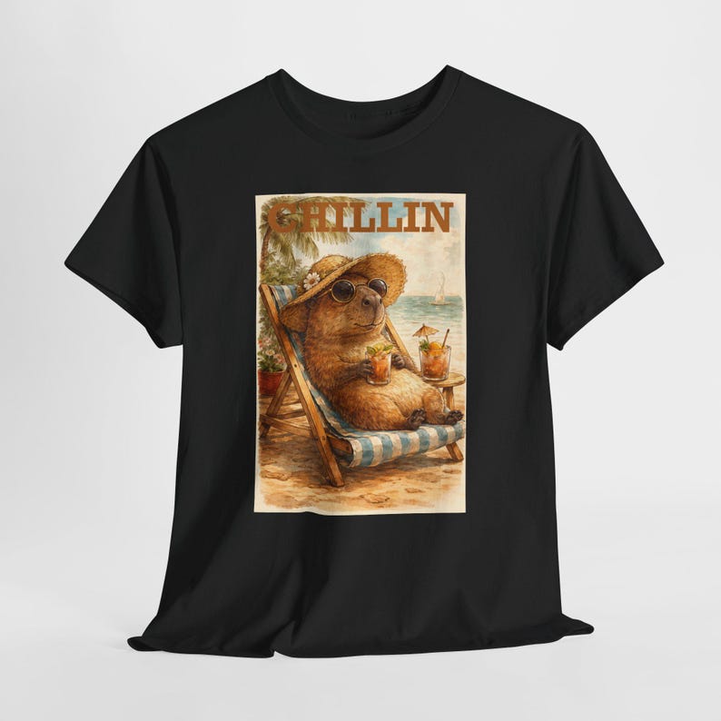 Capybara Shirt Retro Summer Tee Beach graphic T-shirt Animal lover Capybara Birthday Gift image 6