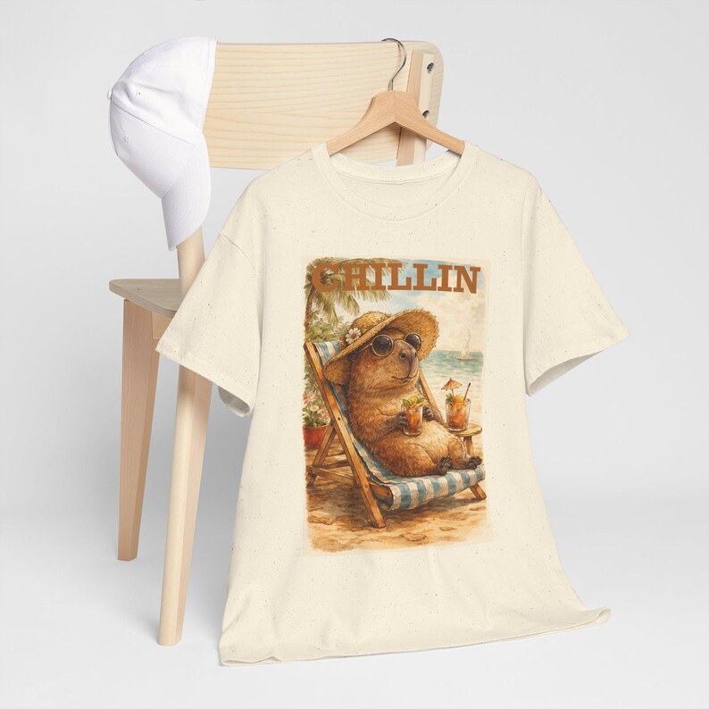 Capybara Shirt Retro Summer Tee Beach graphic T-shirt Animal lover Capybara Birthday Gift image 2