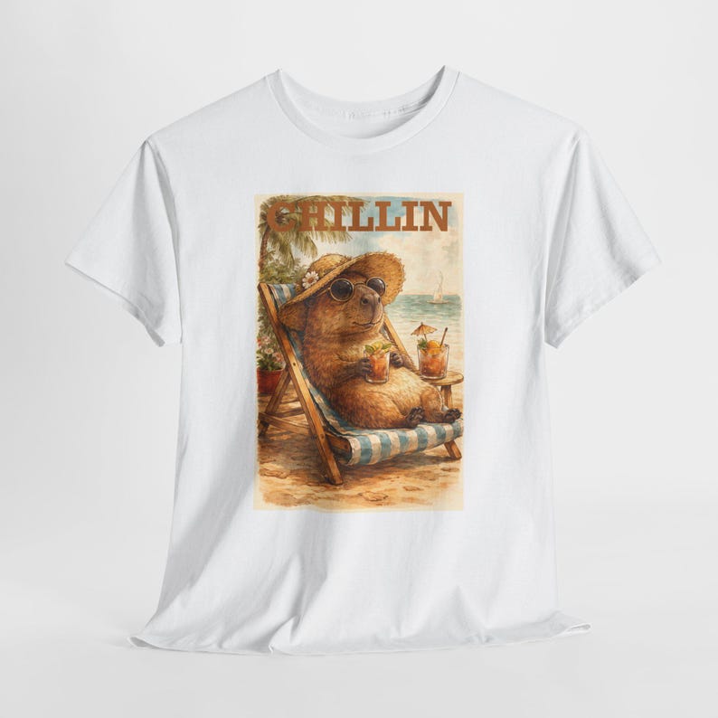 Capybara Shirt Retro Summer Tee Beach graphic T-shirt Animal lover Capybara Birthday Gift image 5