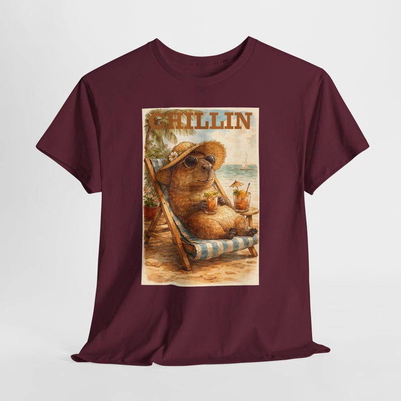 Capybara Shirt Retro Summer Tee Beach graphic T-shirt Animal lover Capybara Birthday Gift image 10