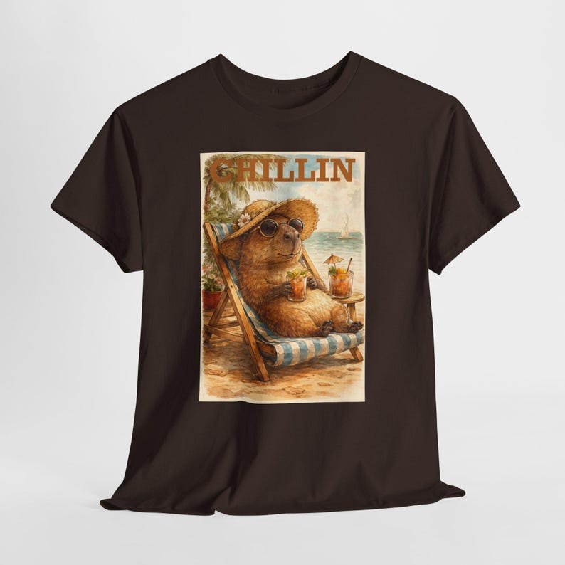 Capybara Shirt Retro Summer Tee Beach graphic T-shirt Animal lover Capybara Birthday Gift image 11
