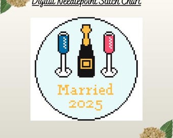 Married 2025 Needlepoint Pattern: DIY Wedding Ornament (Digital Download)