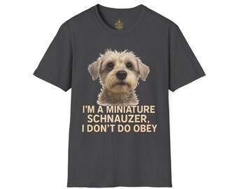 Miniature Schnauzer Adorable Defiance Unisex T-Shirt, Dog Lover Tee, Cute Pet Shirt, Funny Animal Gift, Softstyle Top