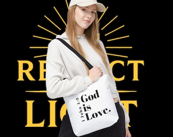 God is Love Tote Bag | 1 John 4:8 Scripture Canvas