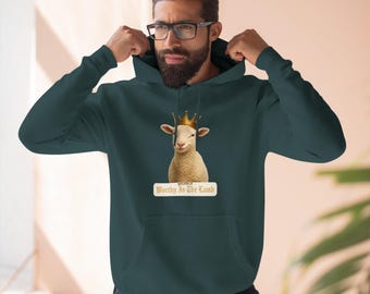 Sudadera con capucha con ilustración de cabra sonriente / Gráfico de animal de granja, texto pastel