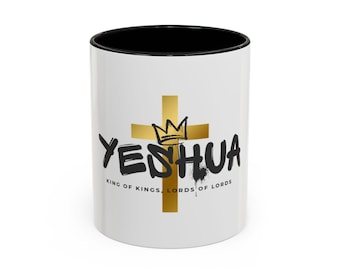 Mug, Yeshua King of Kings and Lord of Lords, Christian Faith Coffee Cup, Religious Tea Mug, Hebrew Messiah Drinkware, Inspirational Quote
