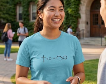 Maglietta "Cristo più niente è uguale a tutto", maglietta cristiana minimalista, abbigliamento con croce e infinito, regalo religioso, maglietta gospel