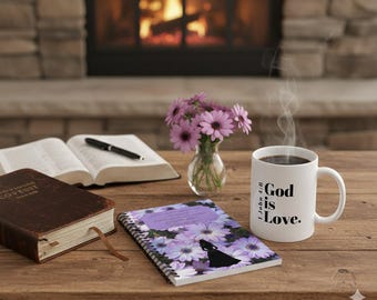 Princess Notebook Purple Daisies | Floral Journal for Women | Bible study for Girls | Spiral Bound Ruled Notebook | Cute Jesus Diary | Bible