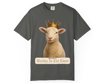 Camiseta "Digno es el Cordero con Corona" / Camiseta con Gráfico de Fe Cristiana