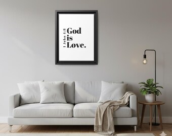 God Is Love Scripture Wall Art Canvas | 1 John 4:8 Christian Bible Verse Decor | Faith-Based Home Decor | Inspirational Religious Gift