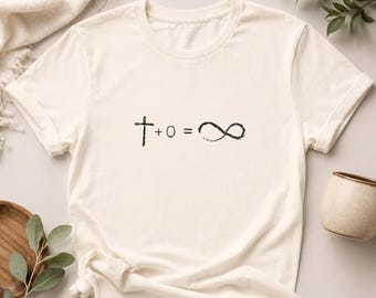 Camiseta "Cristo más nada es igual a todo", camiseta cristiana minimalista, ropa con la cruz y el infinito, regalo religioso, camiseta del evangelio.