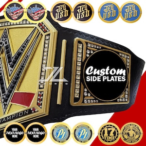 Cinturón de campeón indiscutible de lucha libre de peso pesado: réplica para adulto con placas laterales personalizadas. Título premium de lucha libre profesional para aficionados.
