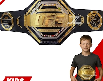 UFC Legacy Championship Title Belt - Kids Size Brass Replica - World UFC Champion Collectible for Young MMA Fans