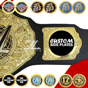 Cinturón del Campeonato Mundial de Lucha Libre de Peso Pesado – Placas laterales personalizadas – Réplica de 6 mm/8 mm de grosor para adultos, ideal para aficionados a la lucha libre profesional.