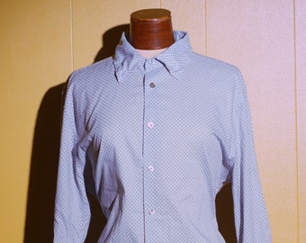 Vintage John Varvatos USA 90s Blue Paisley Print Button Up Shirt Size Large