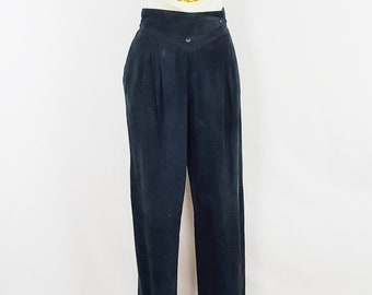 FENDI SUEDE HIGH Waist Pants Straigh Leg Black Kid Glove Suede  Street Style Fashion 80s