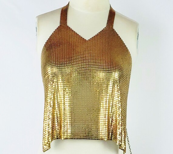 80s Gold METAL MESH CHAINMAIL Halter Top Designer