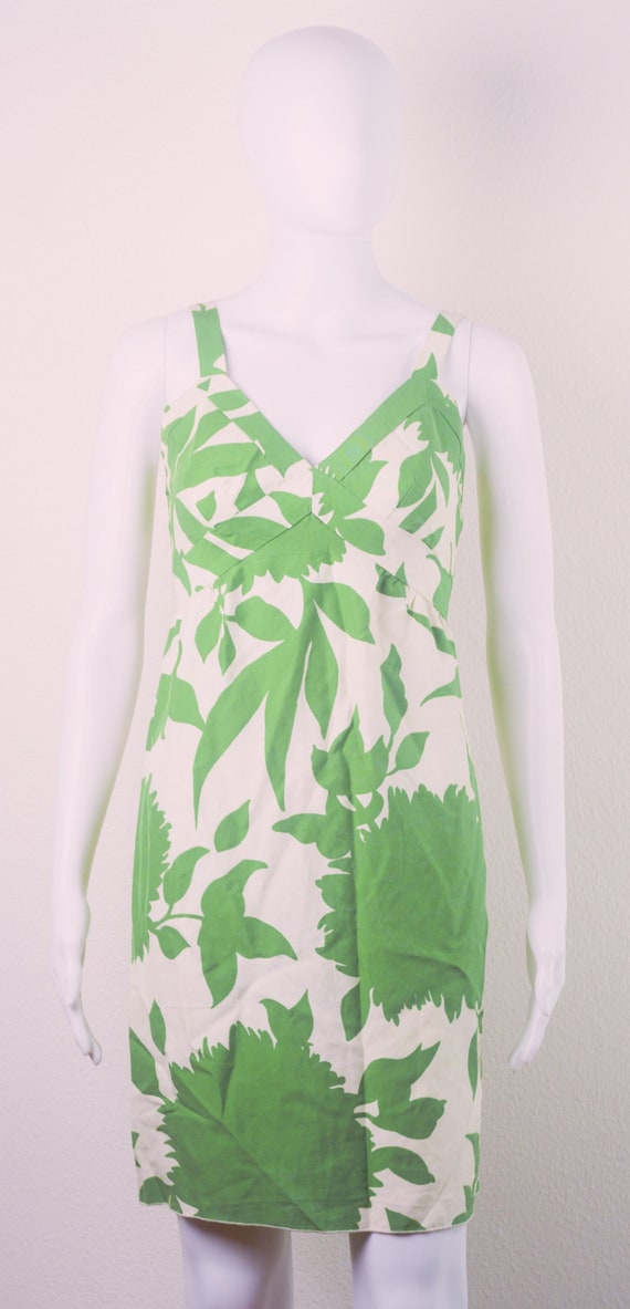 Vintage Anna Sui Floral Summer Silk Dress Green a… - image 1