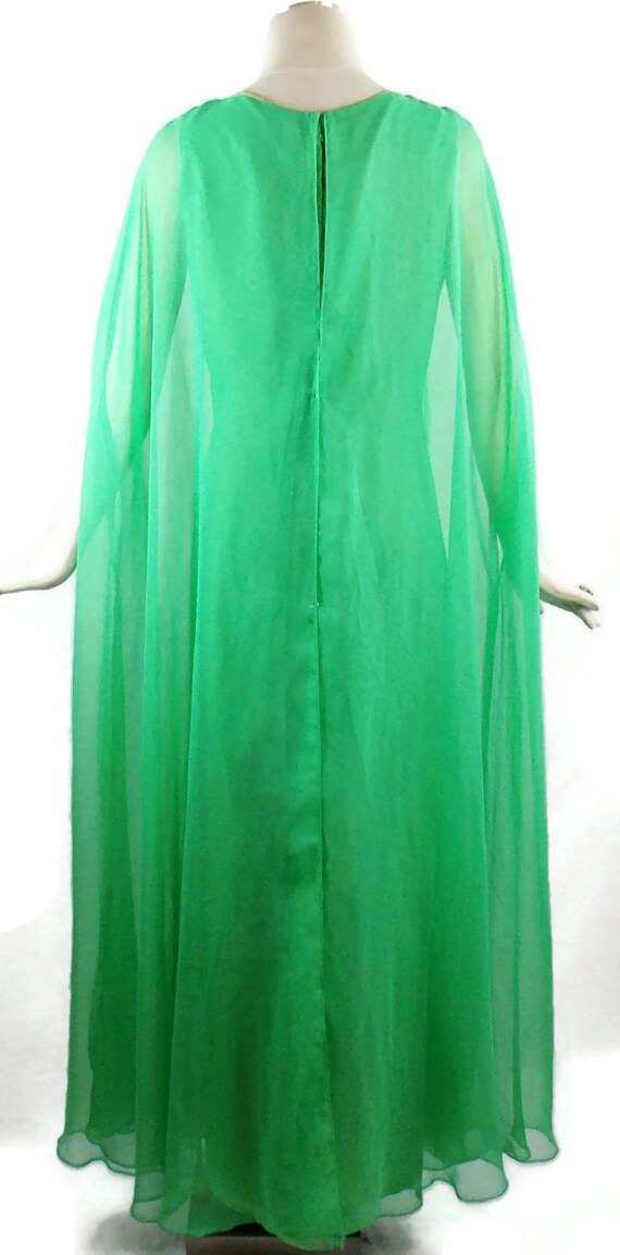 Vintage EMMA DOMB GLAMOROUS Cape Gown Emerald Gre… - image 5