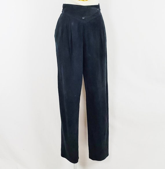 FENDI SUEDE HIGH Waist Pants Straigh Leg Black Kid