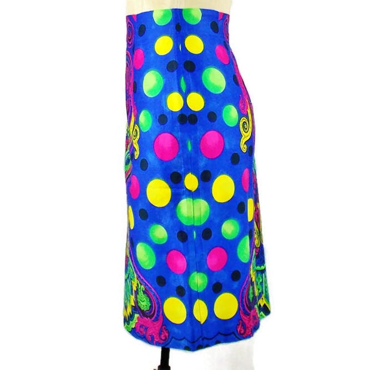 Vintage GIANNI VERSACE RUNWAY Moroccan Print High Waisted skirt Jewel tone Vivid Colors Rare 1991 Size 42