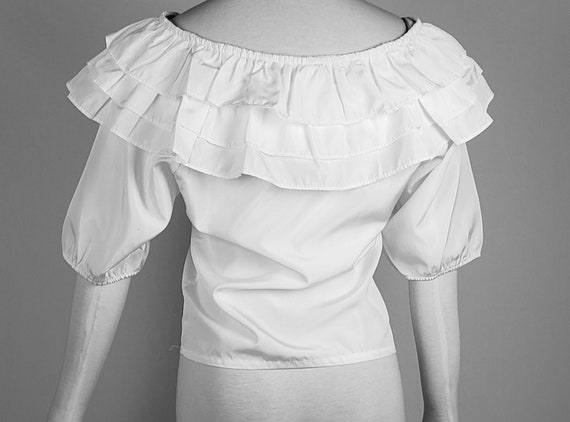 Diane Von Furstenberg Ruffled Boho White Blouse 8… - image 4