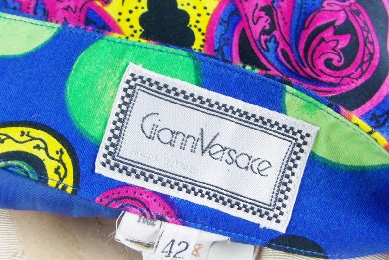 Vintage GIANNI VERSACE RUNWAY Moroccan Print High Waisted skirt Jewel tone Vivid Colors Rare 1991 Size 42