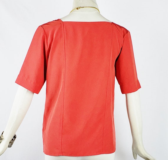 Yves Saint Laurent Sz 36 Red Orange Blouse Square… - image 4