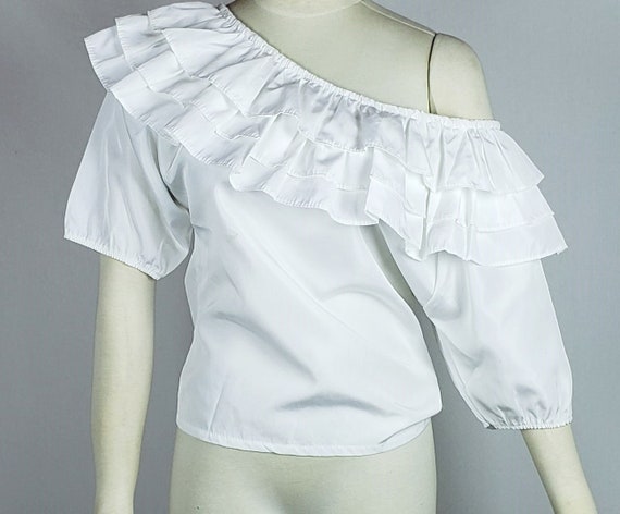 Diane Von Furstenberg Ruffled Boho White Blouse 8… - image 1