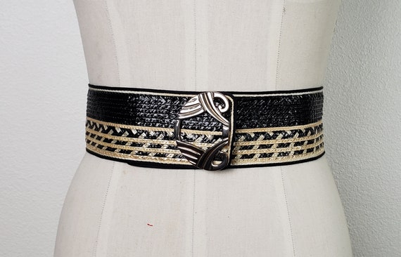 Vintage  Ungaro Paris Wide Raffa and Leather Belt… - image 2