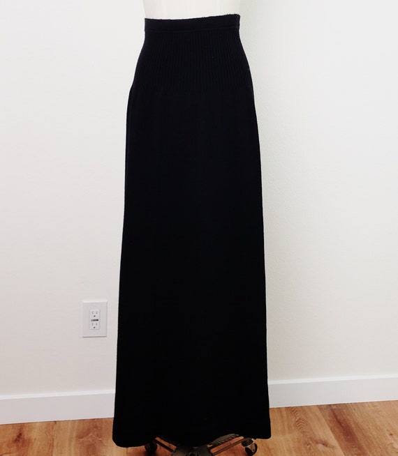 Vintage Saint Laurent Black Maxi Wool  Knit  Skir… - image 2