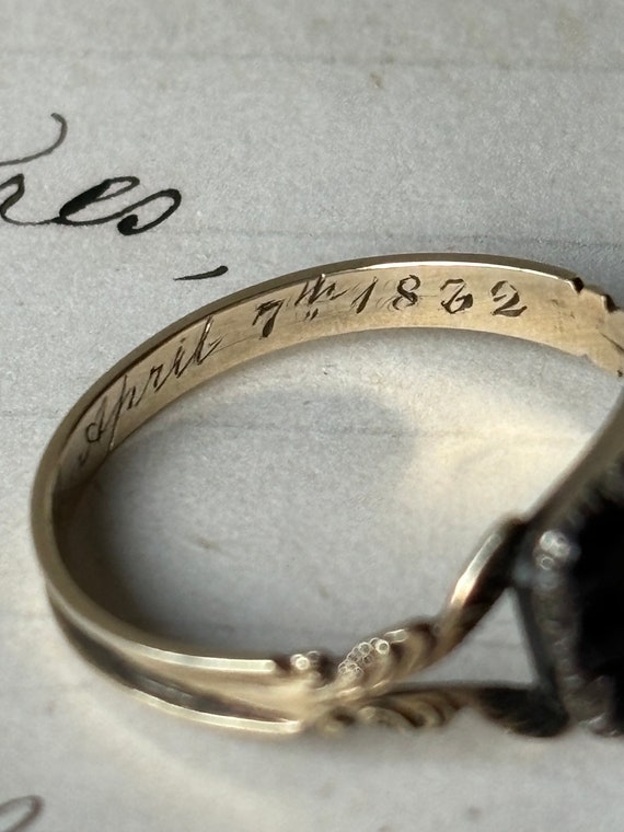 Antique Gold and Jet Mourning Ring - image 4