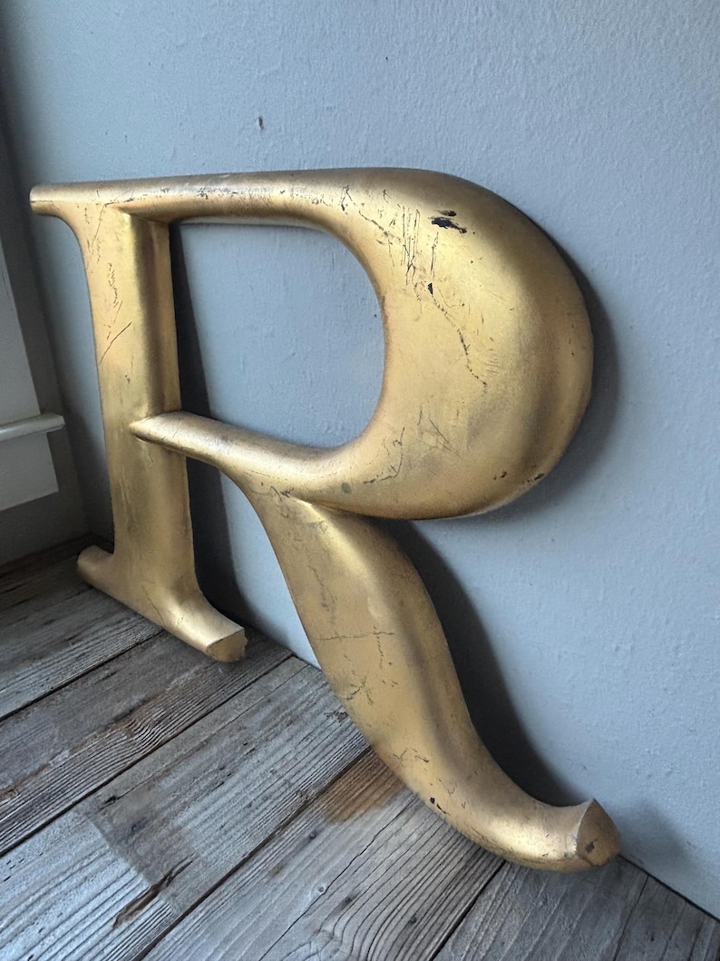 Extra Large Antique Metal Sign Letter R - Etsy