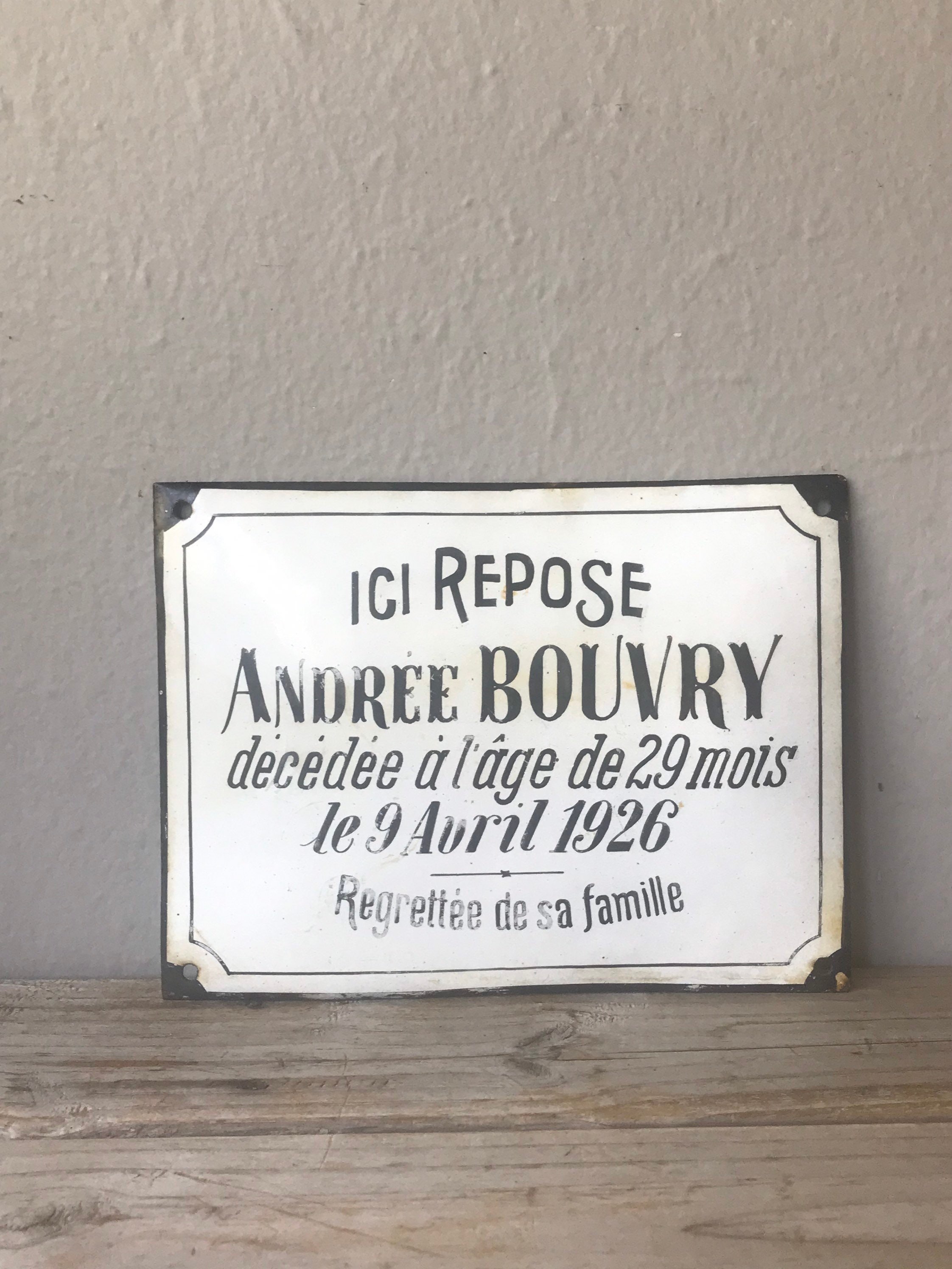 Antique French Memorial Plaque Etsy