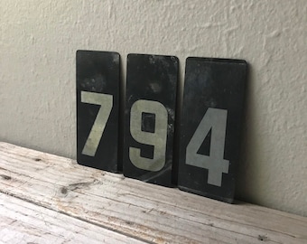 Set of 3 Vintage Metal Numbers