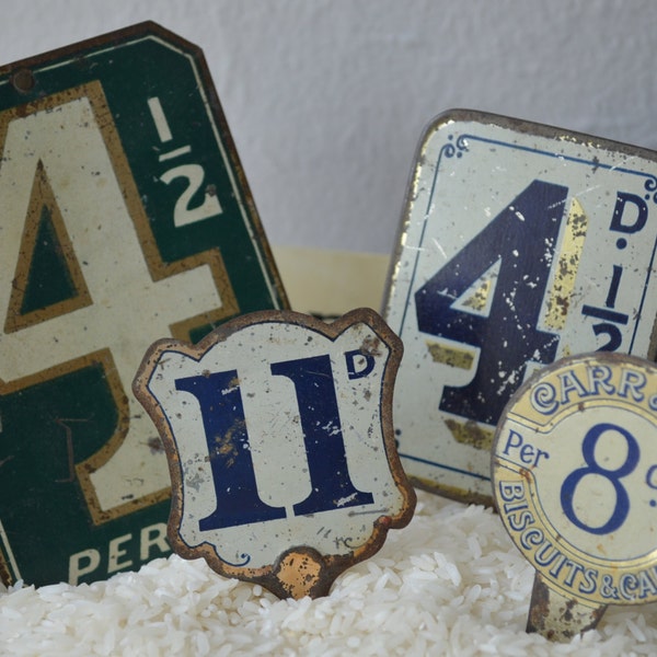 Set of 5 Antique European Price Markers